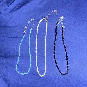 Western Beaded Necklace Set - Blue, White, and Black